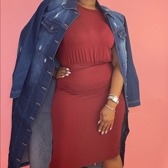 NEW FALL TRENDY BUTTON‎ DOWN DARK WASH DENIM LONG JACKET - Picture 3 of 6